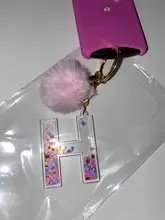 Llavero con letras para mujer, 26 purpurina ahuecada, alfabeto inglés, llavero de bolso, artesanías con bola Globo, 1 ud.