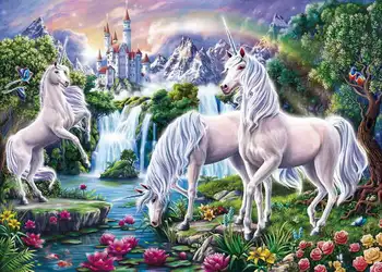 

Drawing on wood by numbers (24 colors) 40x50 cm "unicorns and Castle" Red Cat awd078