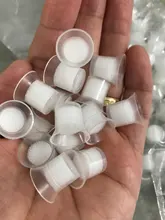Anillo tinta de tatuaje con esponja, 100 Uds. Anillo tinta de tatuaje, tapa de pegamento con esponja, Microblading, pigmento, soporte de herramienta de tatuaje, suministro de accesorios de maquillaje permanente