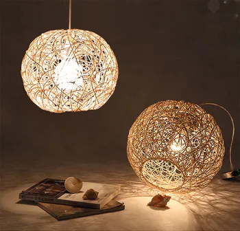 

Loft Ball Shape Rattan Hand made Droplight with E27 LED Pendant Lamp for Holiday Xmas Garland