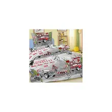 Детское постельное белье 1,5 сп Letto, Гонка, серый