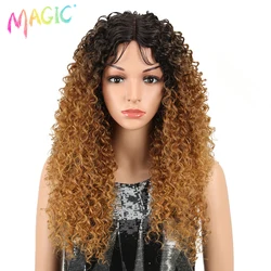 MAGIC Synthetic Lace Wig Curly Wig Natural hair High Temperature Omber Blonde Wig Red 99J Afro Kinky Curly Wig For Women Cosplay