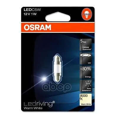 Лампа C5w 12v 1w Sv8.5-8 Ledriving Premium C5w/Теплый Белый/4000k (36mm) 1 Шт. Off- Road 4000k Osram арт. 6498WW01B |