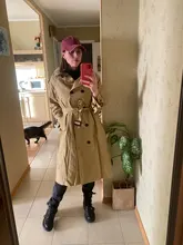 Woman Coat Windbreaker Spring Female Toppies Korean-Style Double-Breasted Long
