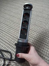 COSWALL para POP 3 hembra 2 puerto de carga USB de la Mesa de cocina toma para escritorio retráctil enchufe de la UE de cuerpo de aluminio de fondo azul