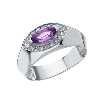 

Silver ring with amethyst and cubic zirconia sunlight sample 925
