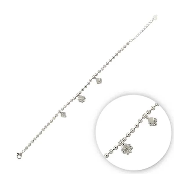 Серебряный 925 пробы браслет с цирконием