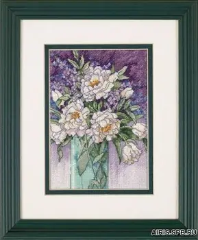 

65074-dms set for embroidery dimensions 'white piony' 13x18 cm