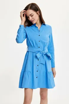 

DeFacto Woman Woven Dress Women Spring Blue Dresses Women's Casual Shirt Dress Women's Belt Dress-N0551AZ20SP