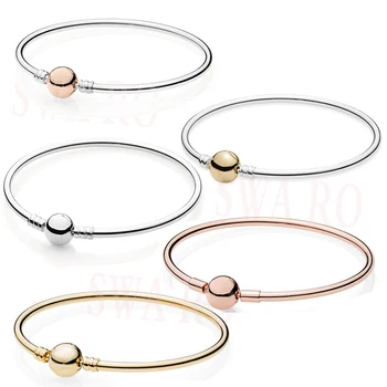 

Classic Luxury Silver925 Moment Sterling Silver Bracelet Rose Gold Buckle Jewelry DIY Charm Original Women Jewelry Birthday Gift