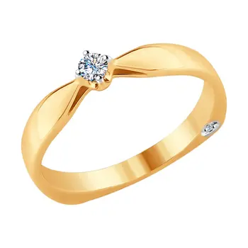 

Sokolov gold ring with diamonds, fashion jewelry, 585, women's male