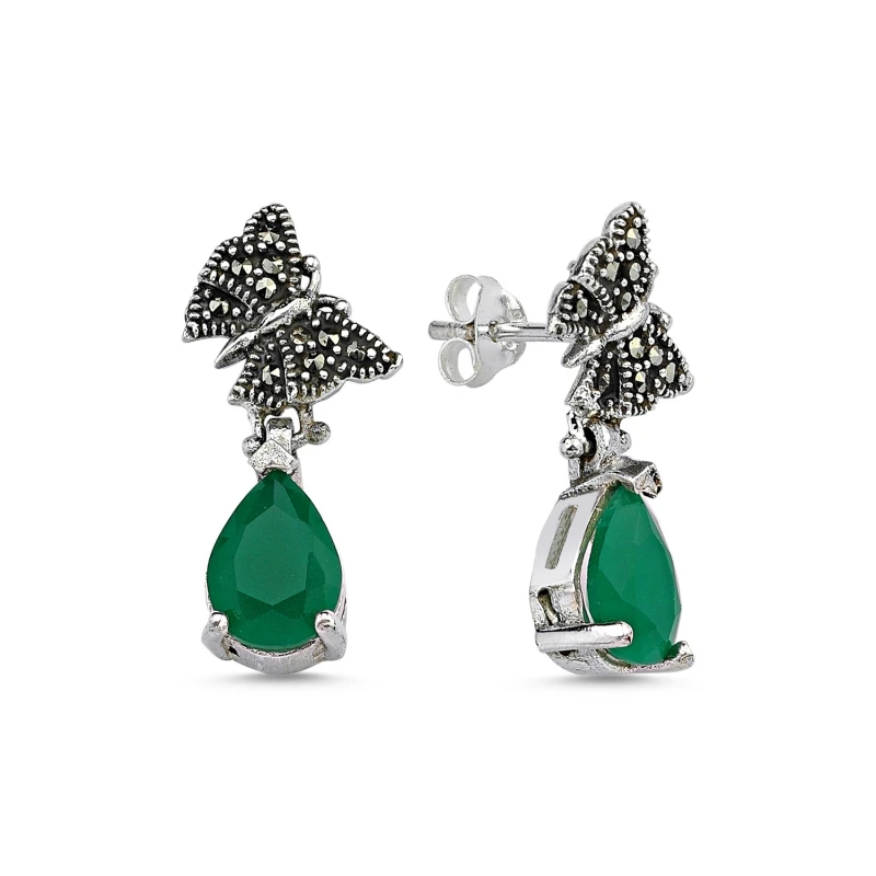 

Armagano Marcasite & Drop Zircon Butterfly Earrings