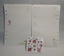 Hojas sueltas Kawaii A5 A6, recambio de papel, carpeta espiral, índice de páginas internas, planificador diario semanal mensual, Agenda, 2021, 45 hojas
