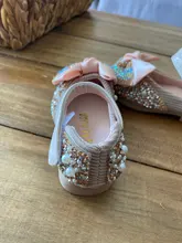 Zapatos de cuero con lazo de diamantes de imitación para niñas, zapatillas de baile de fiesta, zapatos planos de rendimiento para bebés y estudiantes, D785