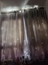 Princess Curtains Cloth Tulle Bedroom Stars Living-Room Korean Double-Pink for Hollow