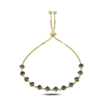 

KUTAYDAN 925 Sterling Silver Mystic Topaz Gemstone Watercourse Elevator Bracelet