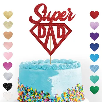 

Custom Superhero Dad glitter cake topper personalised, cake topper, customised Father's Day best dad super Party Decorations