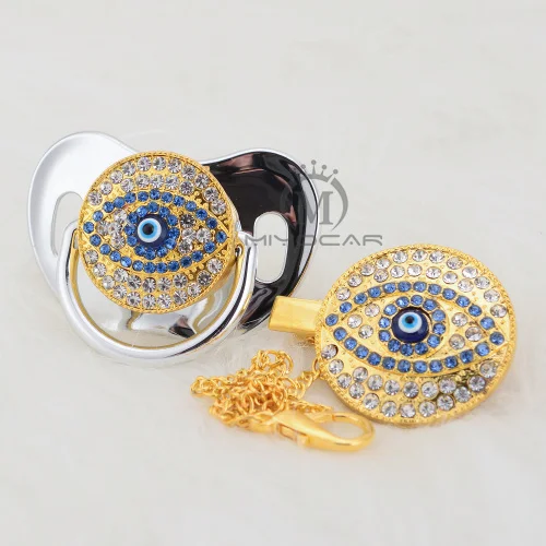MIYOCAR Bling evil eye пустышка и зажим набор пустышка держатель цепи bling blue lovely eye пустышка уникальный дизайн AEYE-1 - Цвет: AEYE-9-1  6-18M