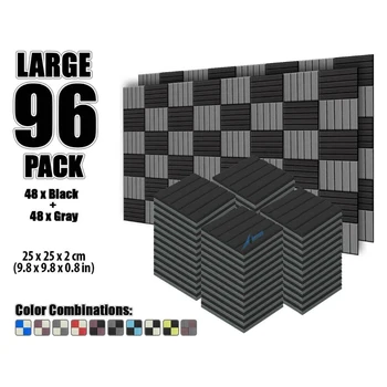 

Arrowzoom 96 pcs 9.8" x 9.8" x 0.8" Color Combination Flat Wedge Tile Studio Sound Absorbing Panel Acoustic Foam Treatment