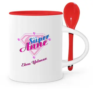 

Personalized Super Mom Red Spoon Mug Cup-2