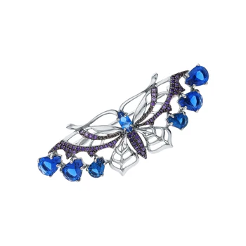

Silver brooch with cubic zirconia and Topaz imitation sunlight sample 925
