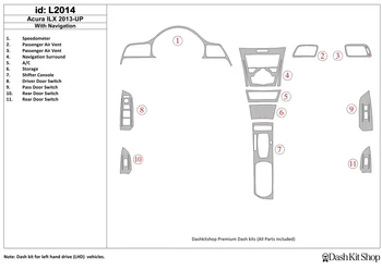 

Interior lining for Acura ILX 2013-UP. Set L2014.