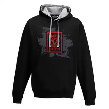 

Hood Sweatshirt Two-Color Insert Coin Play Insert Token Years 90 Videogame S