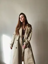 Marca del Reino Unido 2021 nueva moda Otoño/otoño Casual doble botonadura Simple clásico Trench largo con cinturón mujer Chic chaqueta