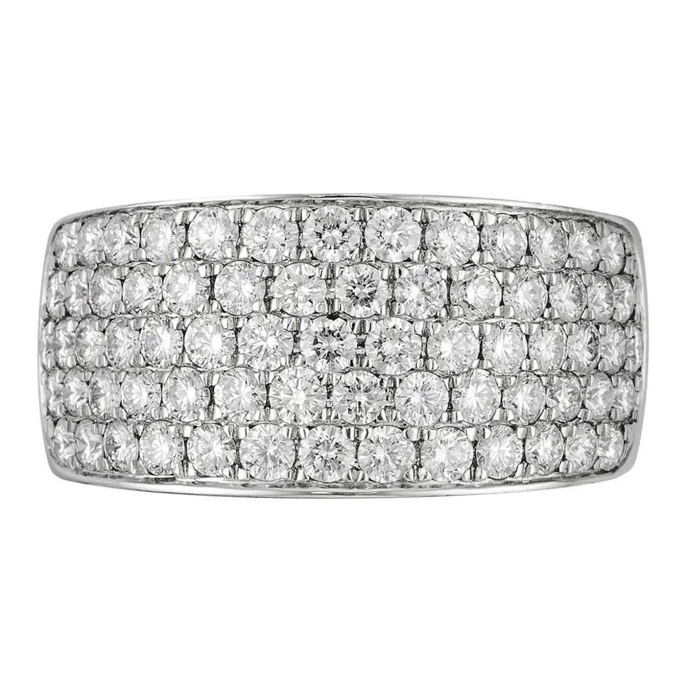 NiceGems, 14 к, белое золото, Круглый, блестящий, 1.5CTW, Муассанит, проложенный, лента, DF, цвет, VVS1, Муассанит, обручальное кольцо для женщин