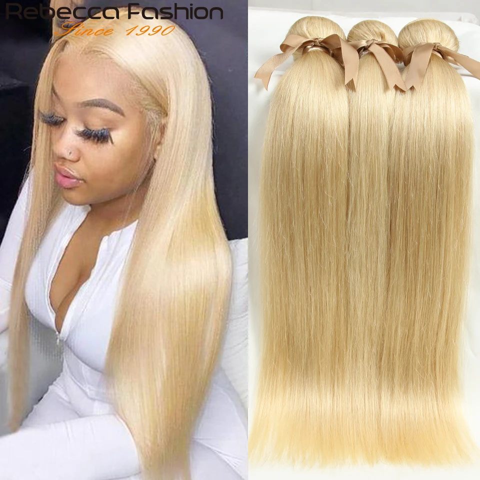 

613 медовые пряди блонд Rebecca, малазийские прямые пучки волос, 100% натуральные волосы Remy для наращивания, 1/3/4 пучка от 10 до 26 дюймов