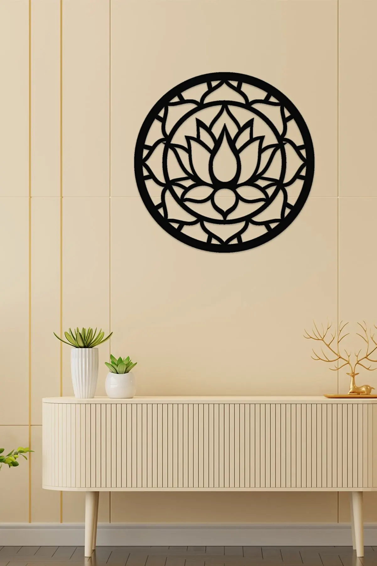 

Round Mandala Lotus Flower Plant Tree Branch Black Laser Cut Wall Decoration Product decorative wood 3mm Mdf painting home gift
