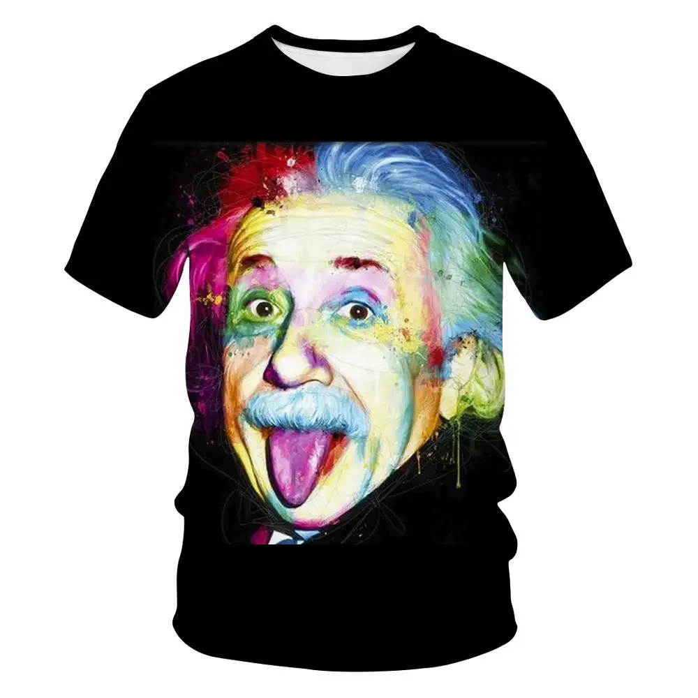 

2020 New Men 3D Albert Einstein summer T-shirt Casual Short Sleeve O-Neck Fashion Nature Printed t shirt Men Tees