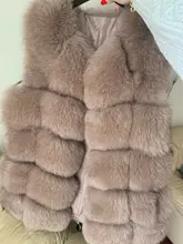 Vest Jacket Real-Fur-Coat Natural Winter Fashion Womens High-Quality Luxurious Fox-Fur