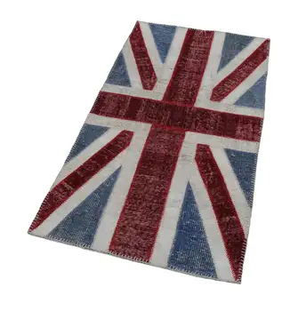 

82x152 Cm British Handmade Flag Patchwork Rug-3x5 Ft
