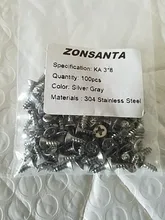 ZONSANTA-tornillos de rosca de acero inoxidable, M1.4, M1.7, M2, 3, M2.6, M3, M4, M5, M6, 304