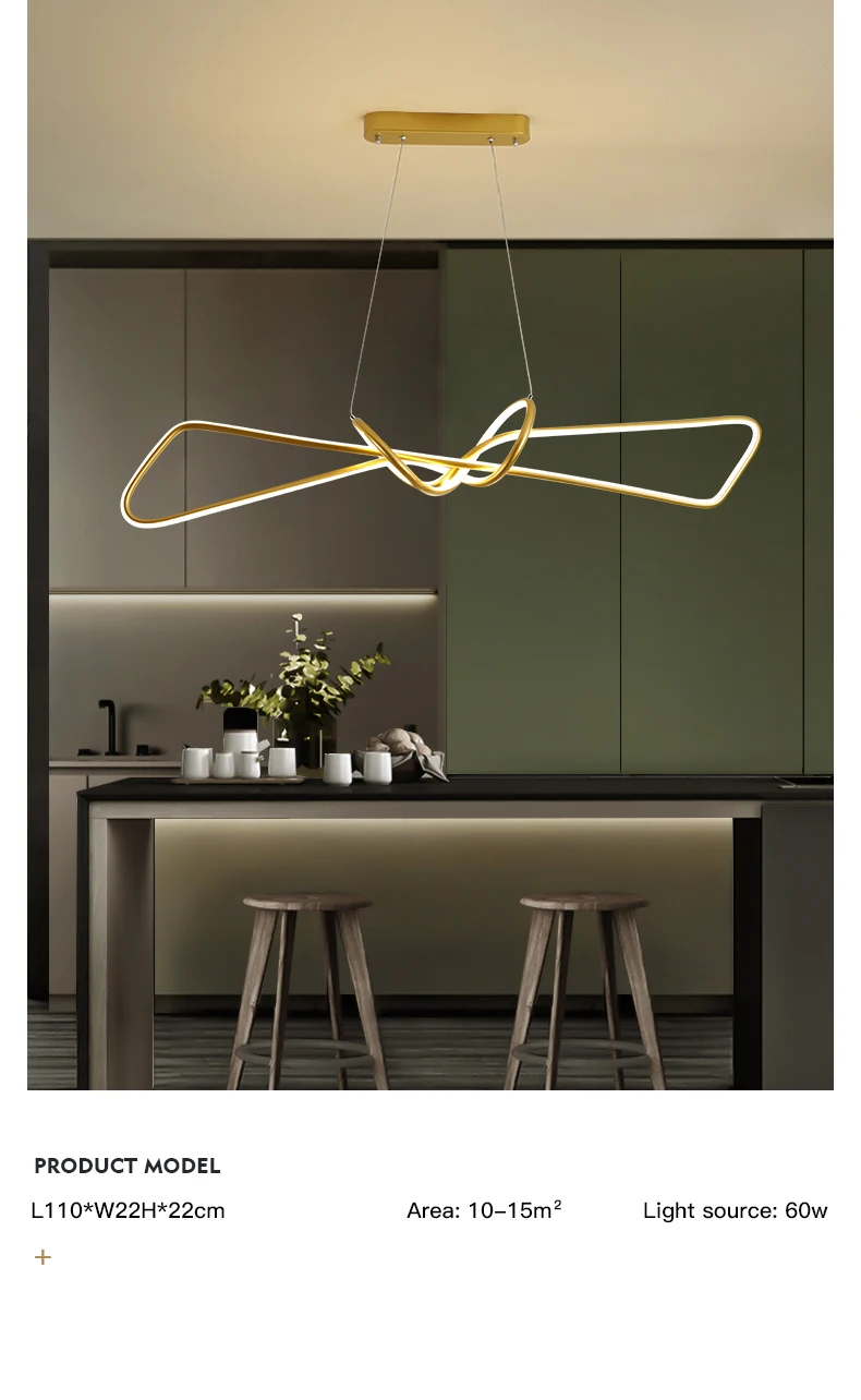 Modern Gold Led Chandelier For Dining Table Kitchen Coffee Shop Indoor Lighting Creative Long Hanging Pendant Lamps With Remote rustic chandeliers