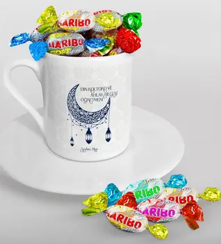 

Personalized Religious Culture And One Teacher at Turkish coffee Cup and Haribo Candy Gift Seti-6