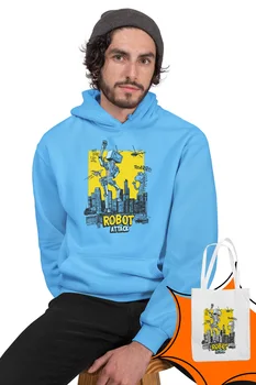 

Angemiel Wear Robot Attack Blue Men 'S Hooded Sweatshirt Bags Kombin