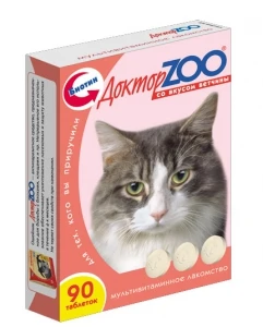 Доктор Зоо Витамины со вкусом ветчины для кошек 90 таб