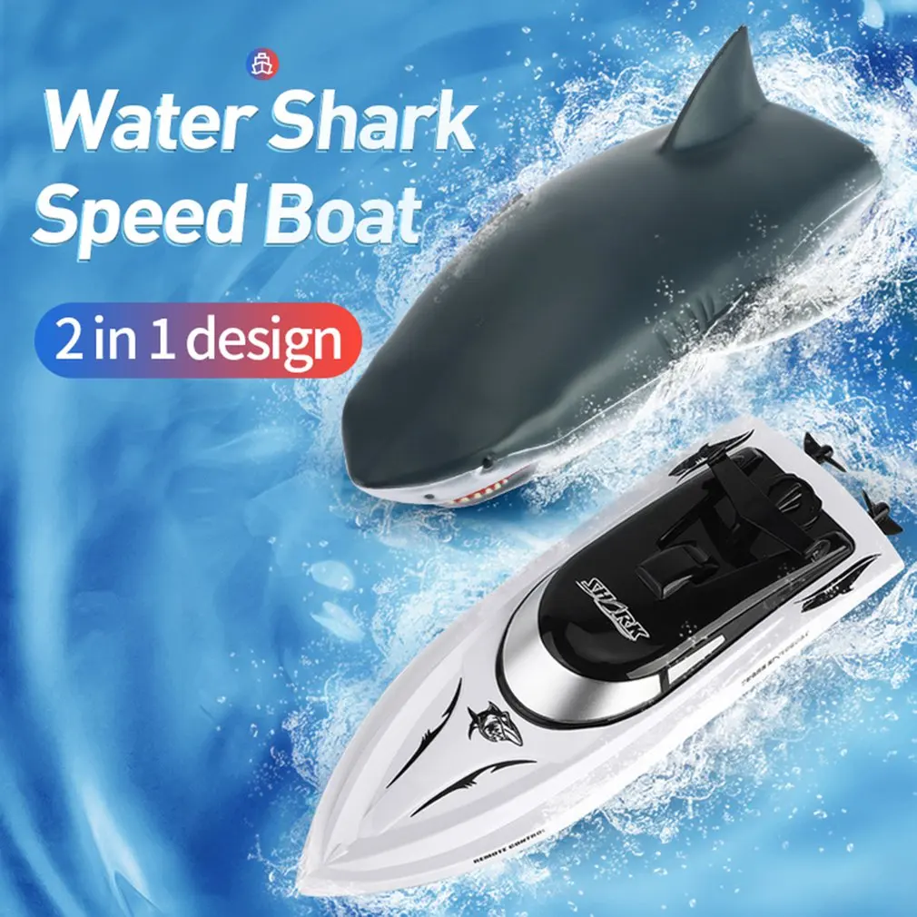 Mejores Ofertas Tiburón teledirigido Speedboat 2,4G, tiburón de juguete a escala 1:18, alta simulación, piscina, baño, juguete, barco de tiburón con Control remoto AjXNek09OGQ
