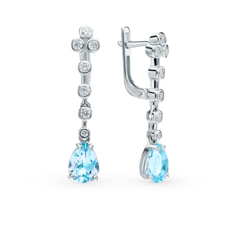 

Silver earrings with Topaz and cubic zirconia sunlight sample 925