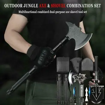 Best Outdoor Tactical Camping Shovel Axe Set Folding Portable Multi Tool Survival Kit