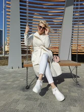 Winter Coat Parkas Long-Jacket Thin Toppies Autumn Womens Plaid Argyle Belt Double-Breasted-Belt