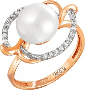 

Примаэксклюзив ring with pearls and cubic zirconia in red gold