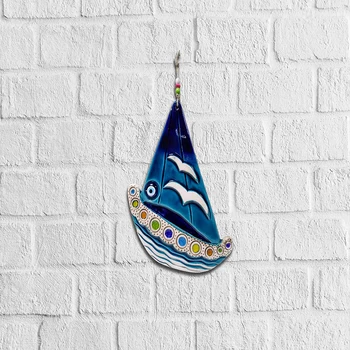 

Cajuart Decorative Modern and Stylish Handmade Ceramic Sailing Ship Shaped Wall Door Ornament Figurine statue Sculpture