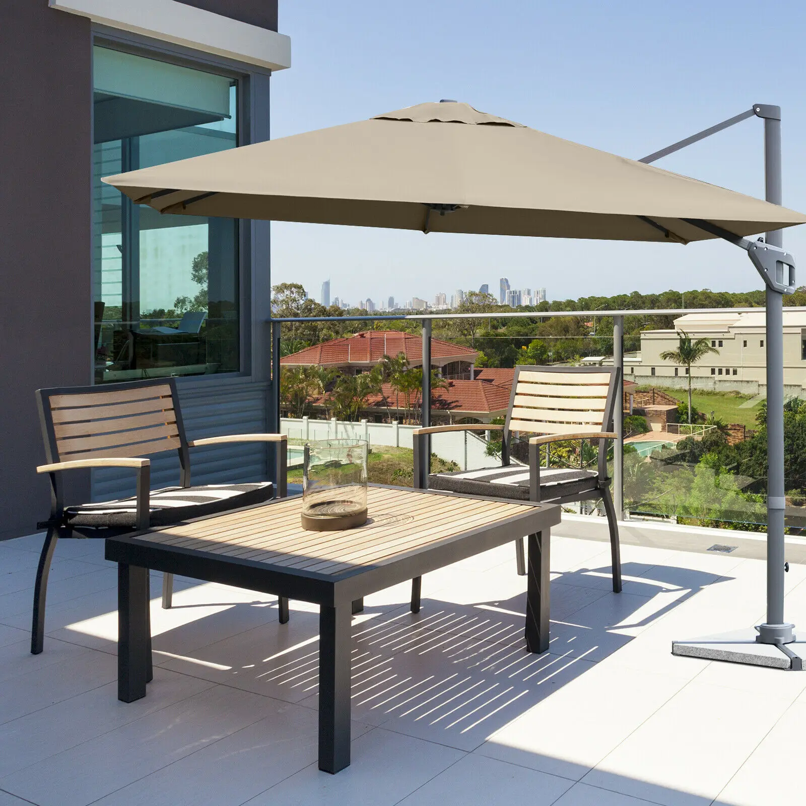 10x10 ft Patio Offset Cantilever Umbrella Aluminum 360° Rotation Tilt  NP10191