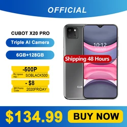 Cubot X20 Pro 6 ГБ + 128 ГБ Смартфон Sony AI Тройная камера 12MP+20MP+8MP 6,3 дюймFHD + 2340*1080P экран капли воды Google Android 9,0 Лицо ID Face ID Телефон Cellura Процессор Helio P60 4000 мАч Б...