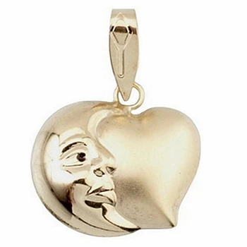 

18k gold pendant moon heart 16x16 matte and shimmer [6078]