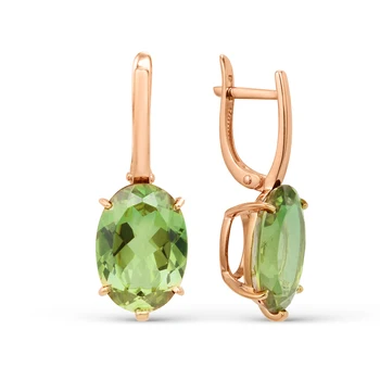 

Gold earrings with sultanites sunlight sample 585