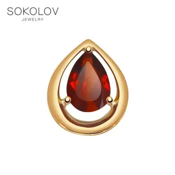 

Suspension SOKOLOV gold with garnet fashion jewelry 585 women's male, pendants for neck women